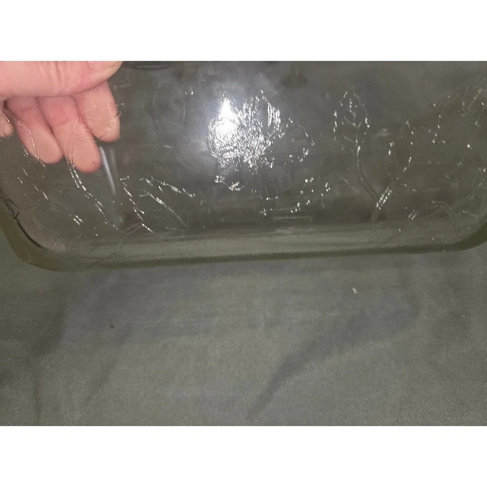 1940's Glassbake Loaf Pan Mckee Glass Ovenware Sears Roebuck Flamex Hibiscus